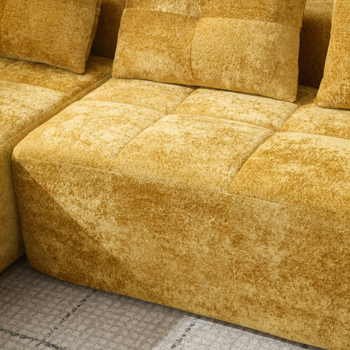 ECKSOFA 258 cm mit Becherhaltern, tiefem Sitzkomfort und Chenille-Bezug, Gelb - Gelb, Textil (258/163cm) - Redom