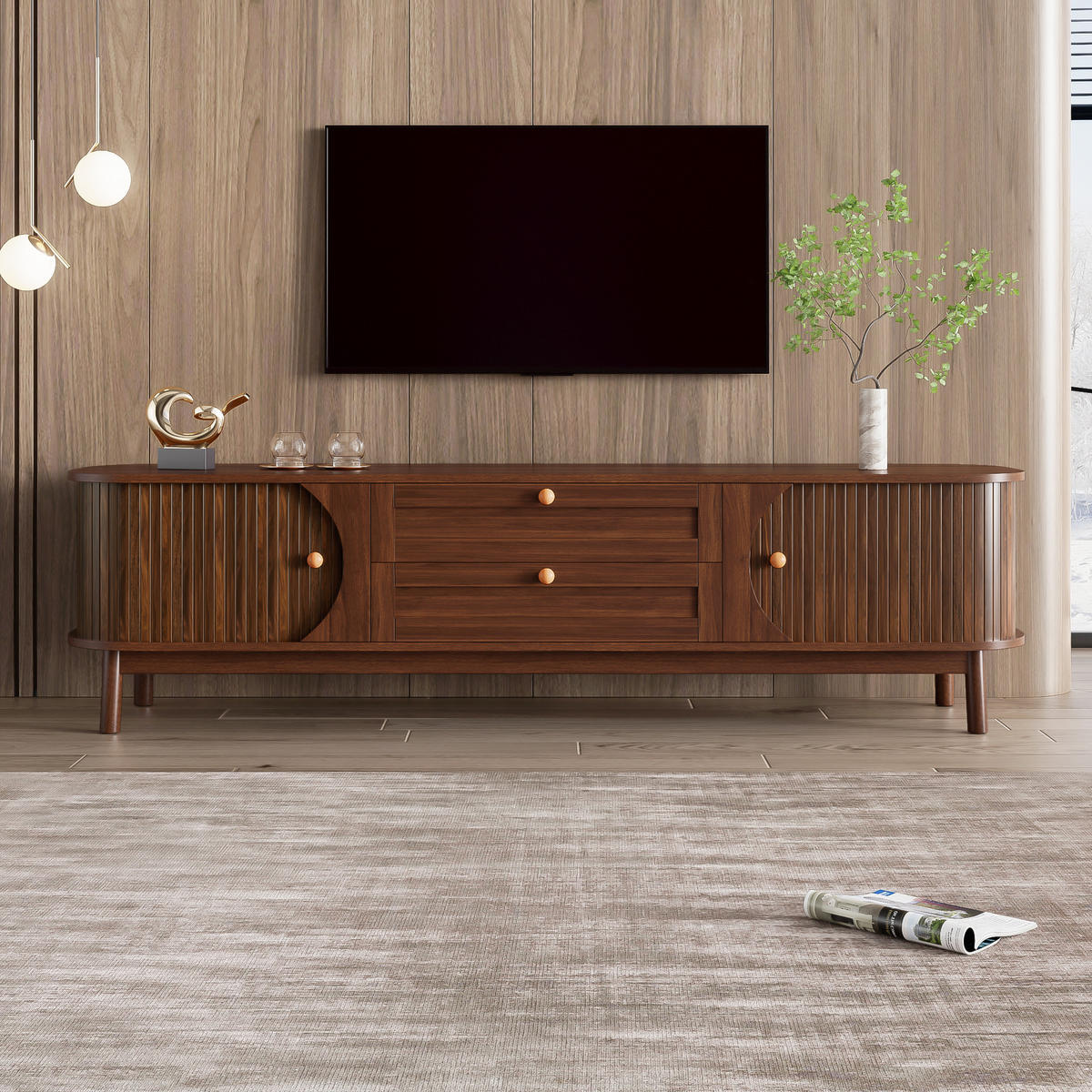 TV-SCHRANK Holzoptik Schubladen - Walnussfarben, Holzwerkstoff (170/46/39.5cm)