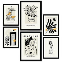 POSTER Set Mit 6 In Schwarzer Tinte Orientalisch A3 & A4 Rahmenlos - Klar, Papier (29/3cm) - Nacnic