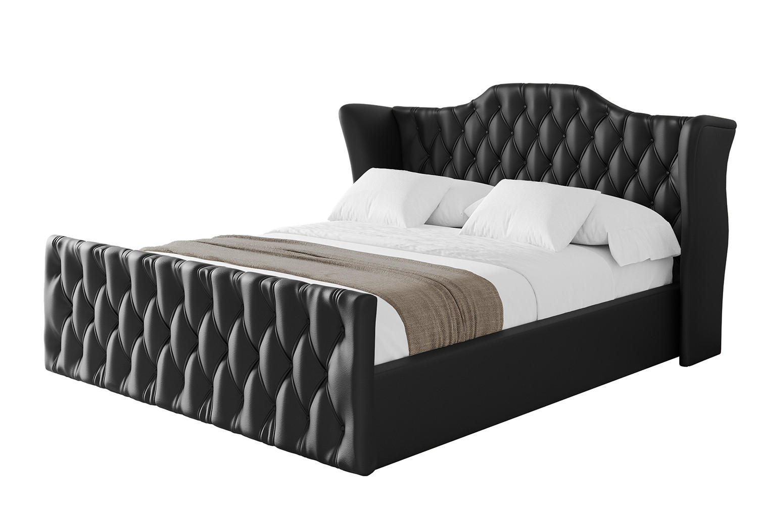 POLSTERBETT mit Bettkasten, Fußteil und Lattenrost, Boxbett mit Matratze H3/H4 - ZORAN-Z 180x200 Schwarz Kunstleder - Schwarz Hochglanz, Holzwerkstoff/Textil (180/200cm) - ALTDECOR