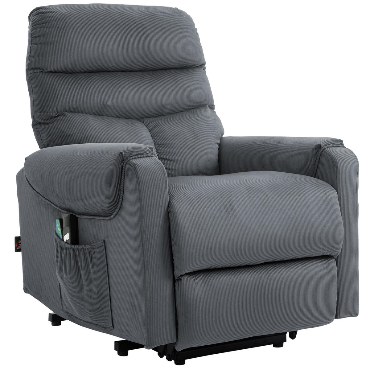 MASSAGESESSEL DE-06390 Mit Aufstehilfe, elektrisch, Massage & Wärme, 150° neigbar Dunkelgrau - Dunkelgrau, Textil/Metall (93/110/83cm) - ComfortXL