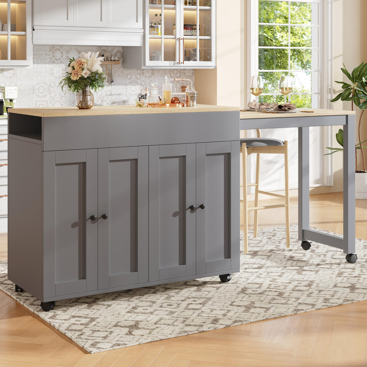 BARTISCH Ausziehbarer aus MDF mit Stauraum, 117-180/50/94,6 cm, Grau - Grau, Holzwerkstoff (50/94.6/117cm) - Redom