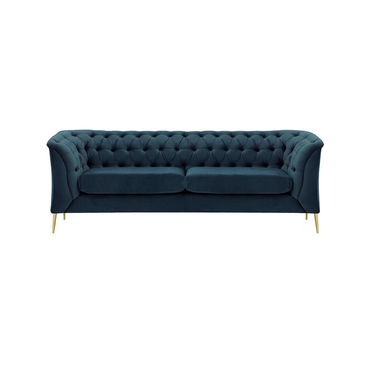 2,5-SITZER-SOFA Chesterfield Modern-Velluto 11 - Dunkelblau, Holz/Textil (209/74/80cm)