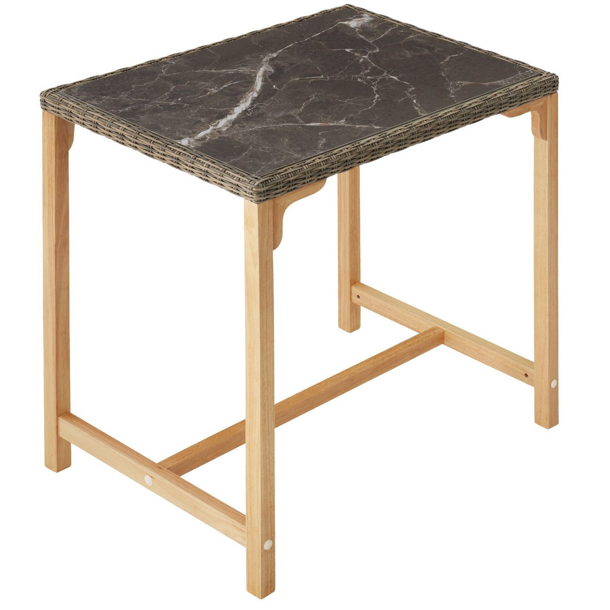 RATTAN BARTISCH Kutina,96 x 65 x 100 cm,natur - Naturfarben, Kunststoff (96/65/100cm) - tectake