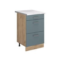 DULAP DE BAZĂ DE BUCĂTĂRIE R-Line, Albastru-gri/Stejar auriu, 50 cm стільниця Мармур - stejar miere/gri albastru, compozit lemnos (50/81.6/60cm) - Vicco
