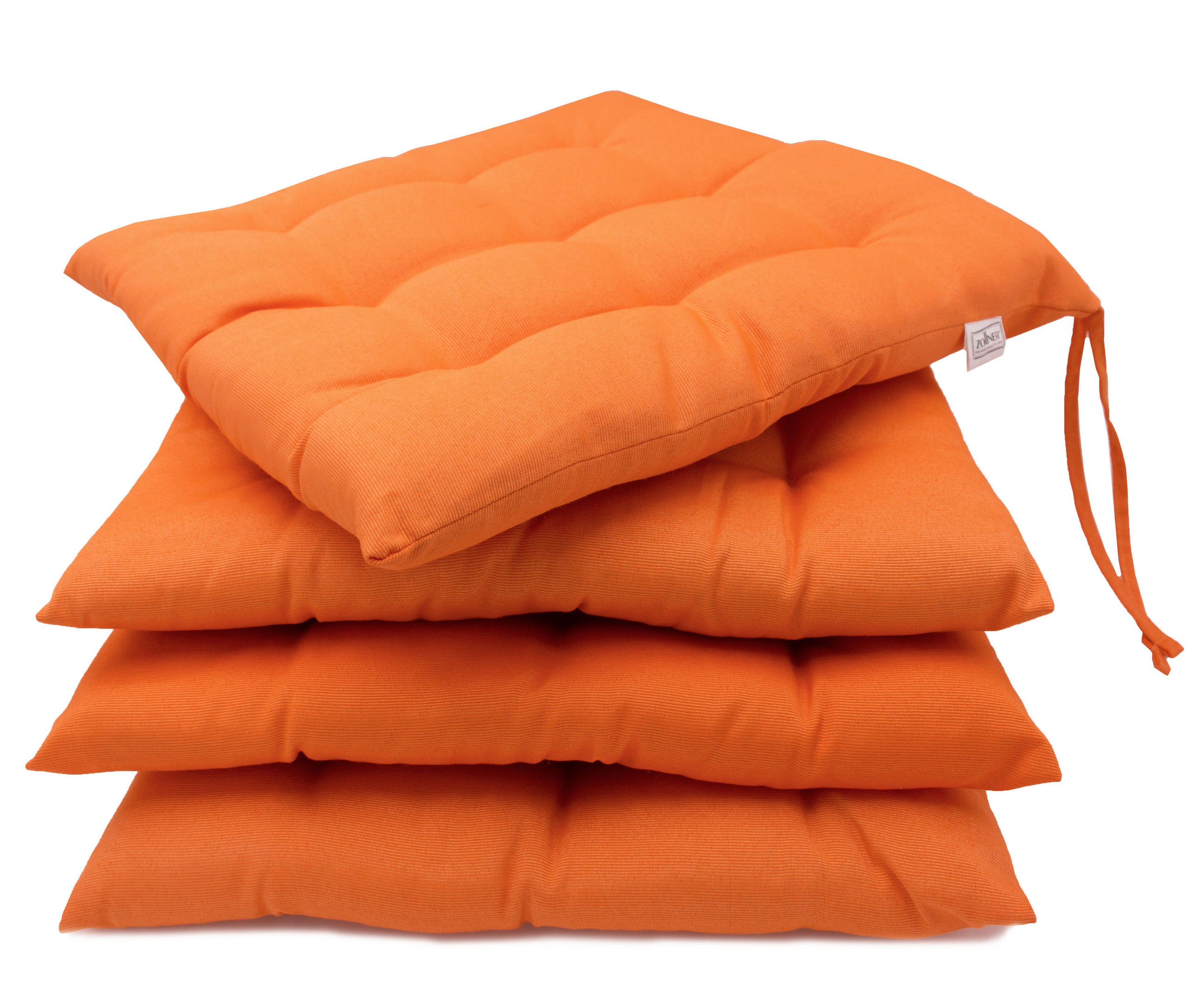 STUHLKISSEN, 4er-Set, 40x40 cm, 100% Polyester, Orange - Orange, Textil (40/40/3cm) - Zollner