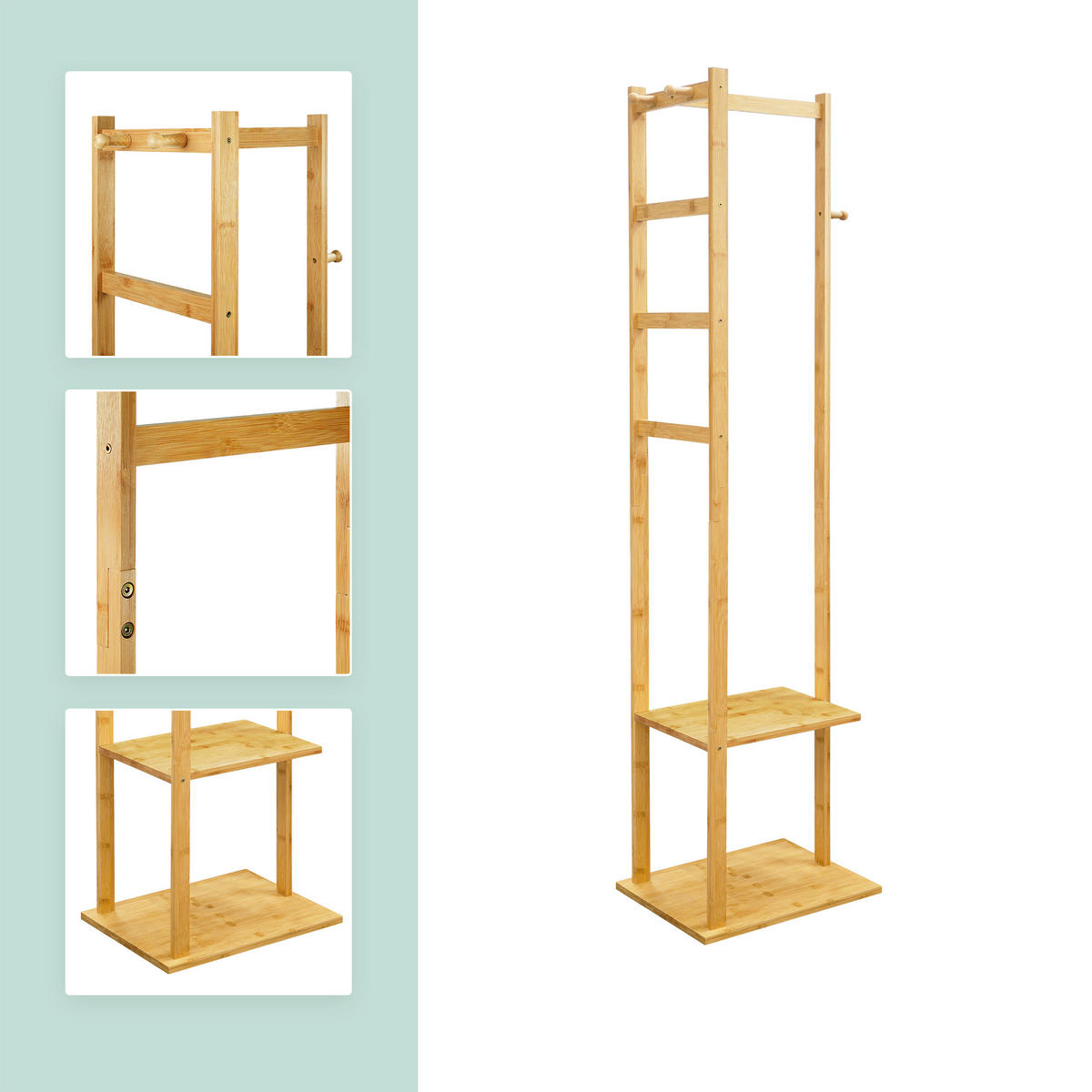 VĚŠÁK - světle hnědá, dřevo (30/155/38cm) - Relaxdays