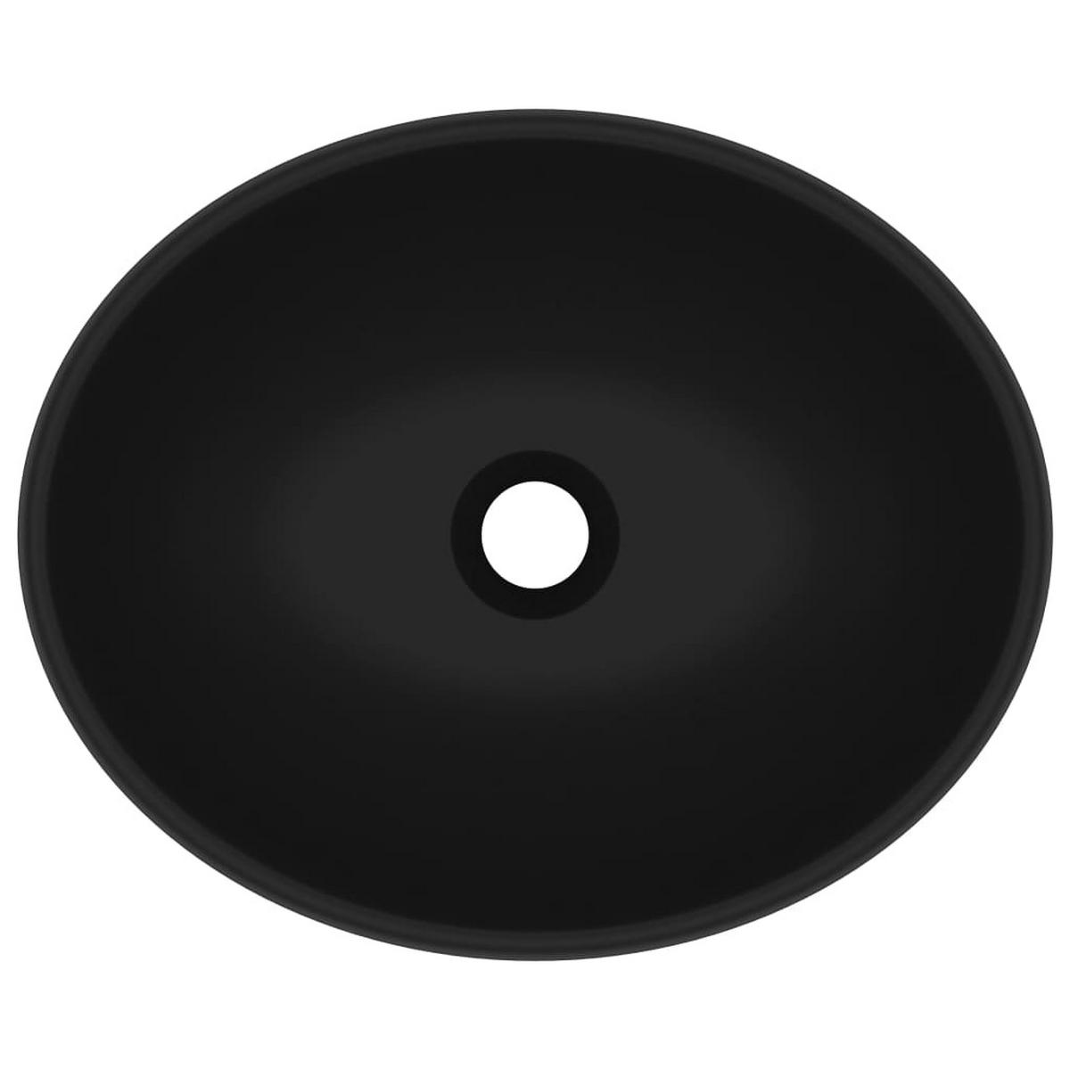 WASCHBECKEN Oval 40/33/13,5 cm aus Keramik Matt Schwarz Luxuriös - Schwarz, Keramik (40/13.5/33cm) - vidaXL