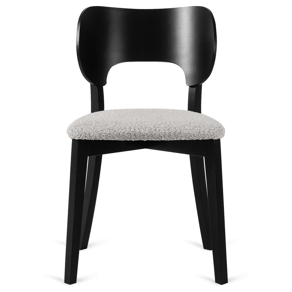 HOLZSTUHL LYCO Esstischstühl 2-er Set, Bouclé - Schwarz/Grau, Holz/Textil (47/80.5/45cm) - KONSIMO®