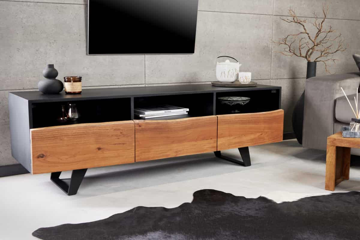 TV-LOWBOARD ORGANIC ARTWORK Akazie 140cm - Schwarz/Braun, Holz/Metall (140/50/40cm) - riess-ambiente