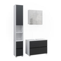 BADMÖBEL-SET Maltin Weiß/Anthrazit 3 Teile, mit Hochschrank - Anthrazit/Weiß, Holzwerkstoff (80/58/40cm) - Vicco