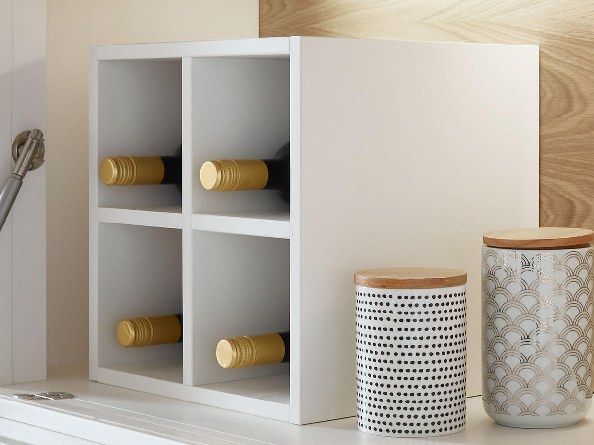 BARSCHRANK weiß Olbia Wildeiche 151/48/146 cm - Weiß/Braun, Holz (151/146/48cm) - Casamia Massive Möbel