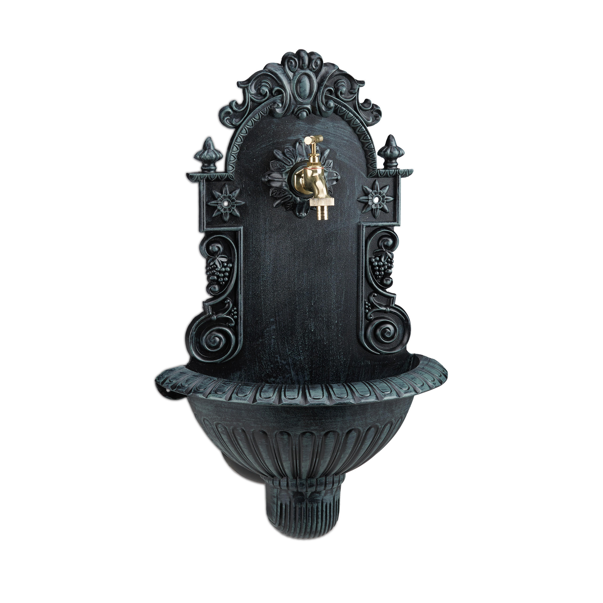 WANDBRUNNEN - Dunkelgrün, Metall (20/37.5/61.5cm) - Relaxdays