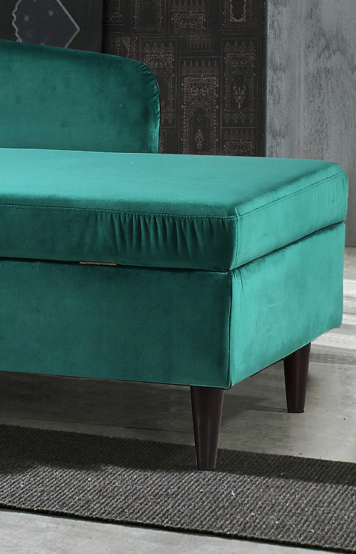 POLSTERLIEGE SARAH Grün Webstoff - Anthrazit/Schwarz, Textil (163/77/73cm) - KAWOLA