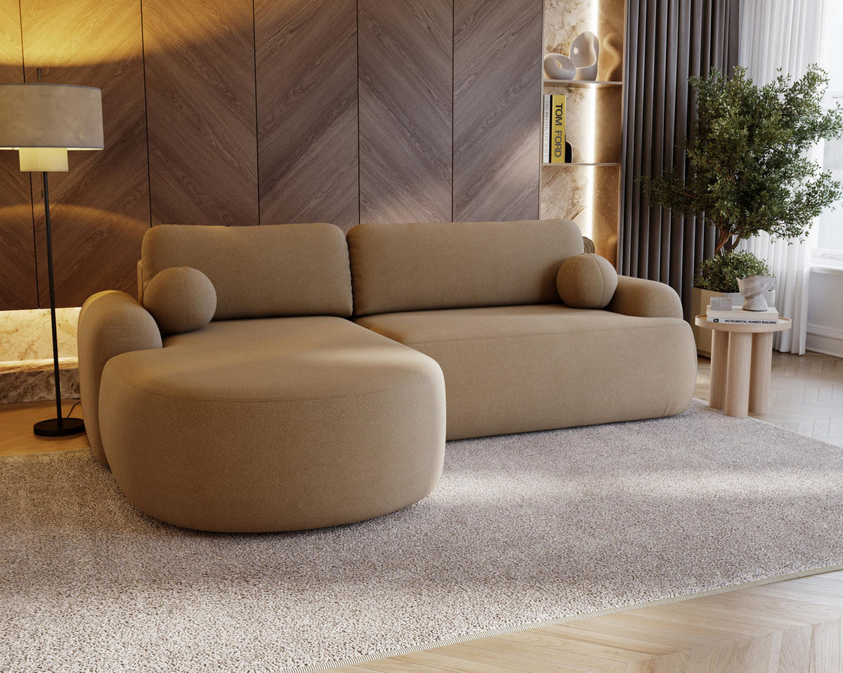 ECKSOFA DION CAPPUCIO L - Links - Cappuccino, Textil (261/177cm) - Luxkor24