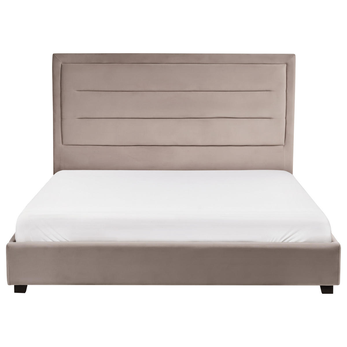 ÁGY ágyráccsal 160/200 cm Tópszín Rouen - fekete/taupe, textil (160/200cm) - Beliani