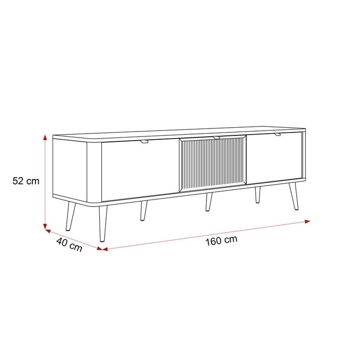 TV-LOWBOARD NAVANI stehend, 160 cm Kaschmir/Grau - Schwarz/Grau, Holzwerkstoff/Metall (160/52/40cm) - Idohome