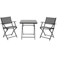 SITZGRUPPE, Schwarz, Metall, Glas, Mesh - Schwarz, Metall - Outsunny