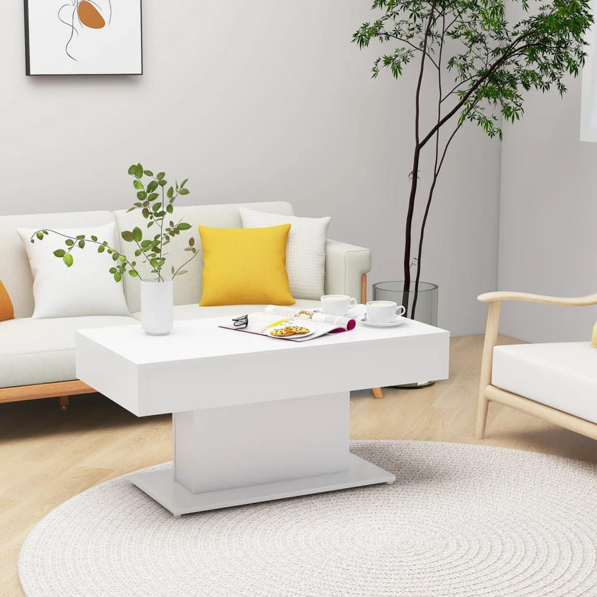 COUCHTISCH Weiß 96x50x45 cm Holzwerkstoff - Weiß, Holzwerkstoff (96/50/45cm) - furnicato