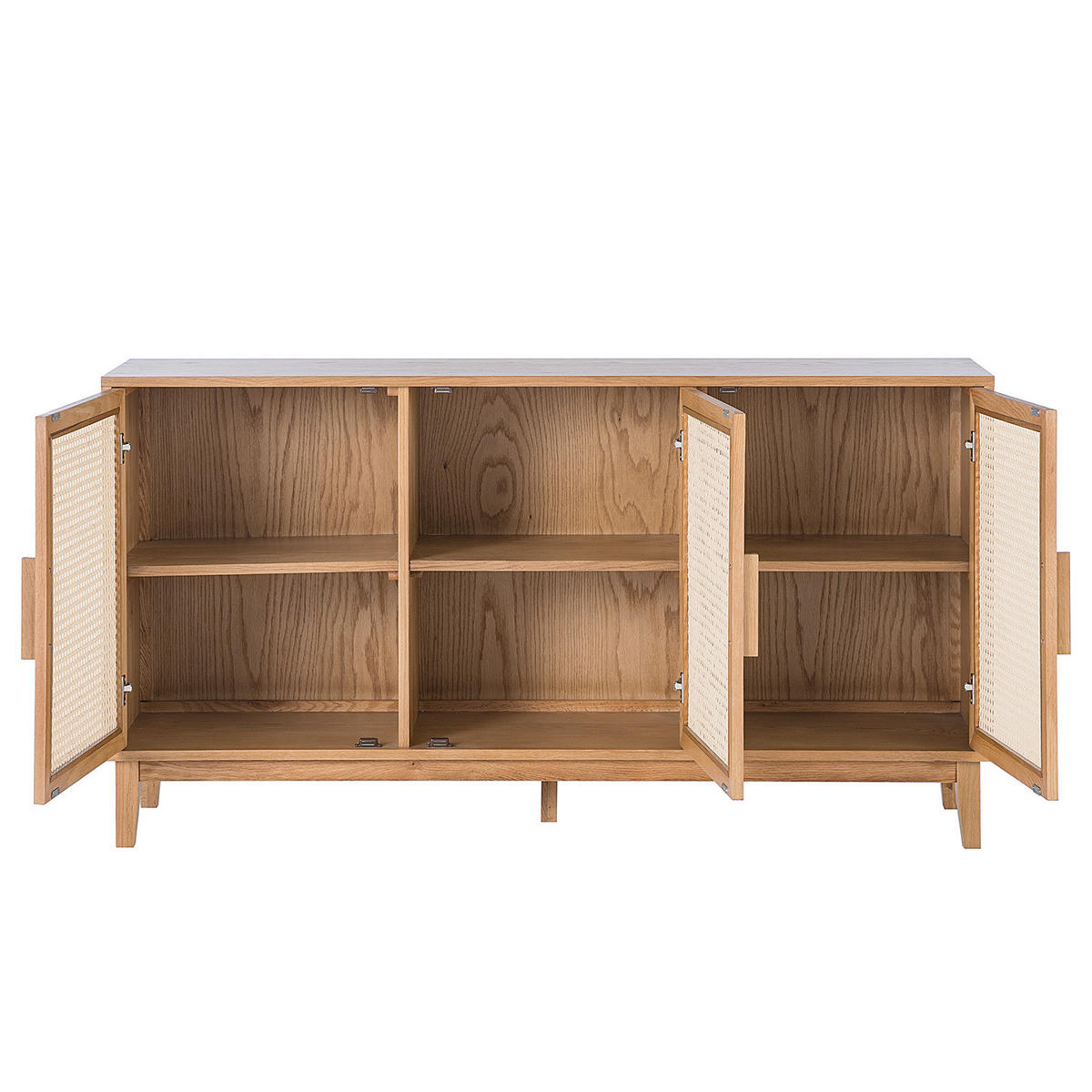 SIDEBOARD - Wiener Geflecht / Echtholzfurnier - Eichefarben, Naturmaterialien (150/80/40cm) - home24