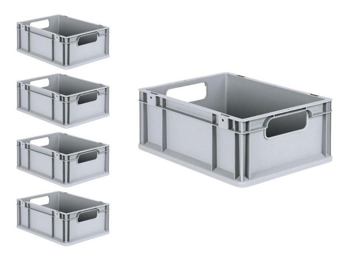 EUROBOX 5x Nextgen Economy Griffe Offen 17x30x40cm 16 Liter - Grau, Kunststoff (30/17/40cm) - PROREGAL