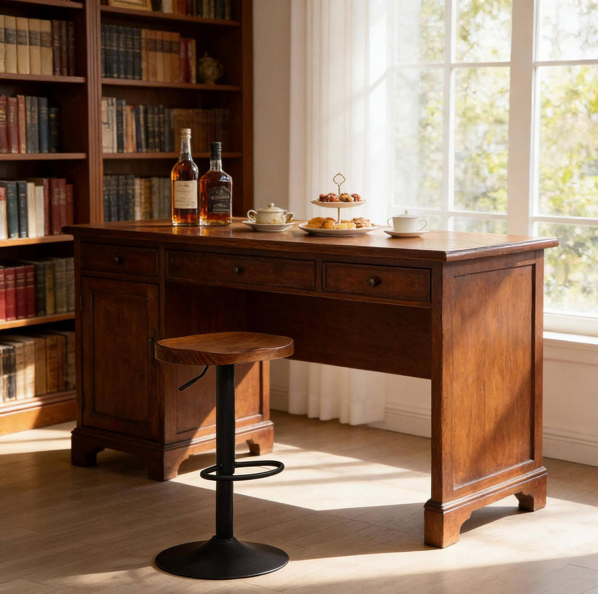 BARHOCKER 360° drehbar, höhenverstellbar 60–81 cm, Braun - Braun, Holz (31.5/81/41.5cm) - MIVRAY