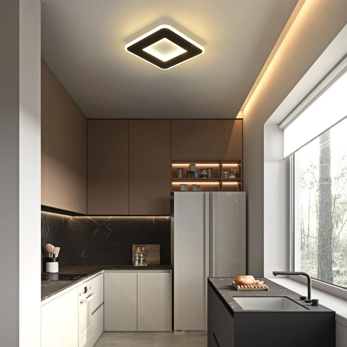 LED-DECKENLEUCHTE Heimue 24/24/4cm - Weiß, Metall (24/24/4cm) - ZMH