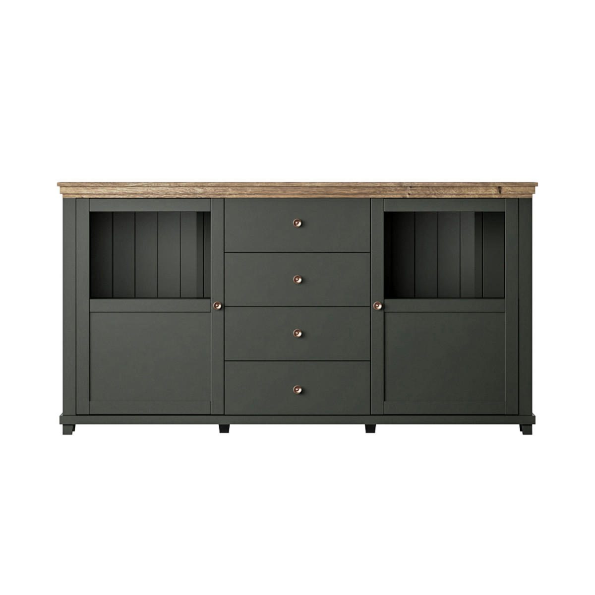 SIDEBOARD Martin Grün und Holz - Grün, Holzwerkstoff (181/93/42cm) - Petits-meubles