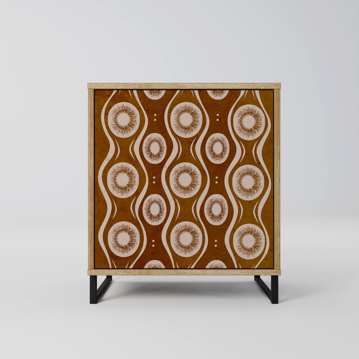 SIDEBOARD BROWN EYES, Eichefarben, 57,5x42x75,5 cm, Goldfarbene Metallfüße - Eichefarben/Goldfarben, Holzwerkstoff/Metall (57.5/75.5/42cm) - SpaceRebels