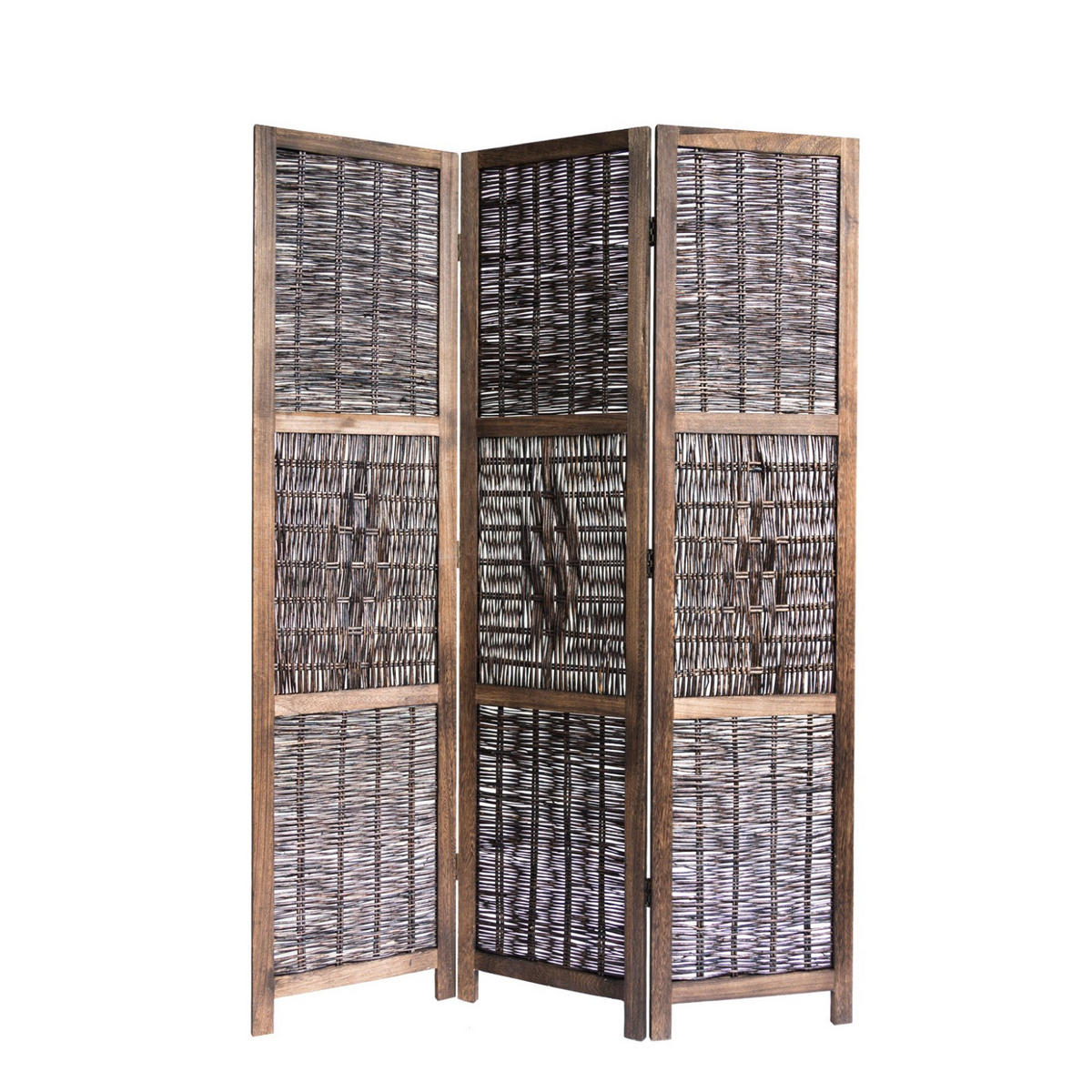 PARAVENT 3-tlg. 120/170 cm Braun Weide geflochten - Braun, Holz (120/170/2cm) - Homestyle4u