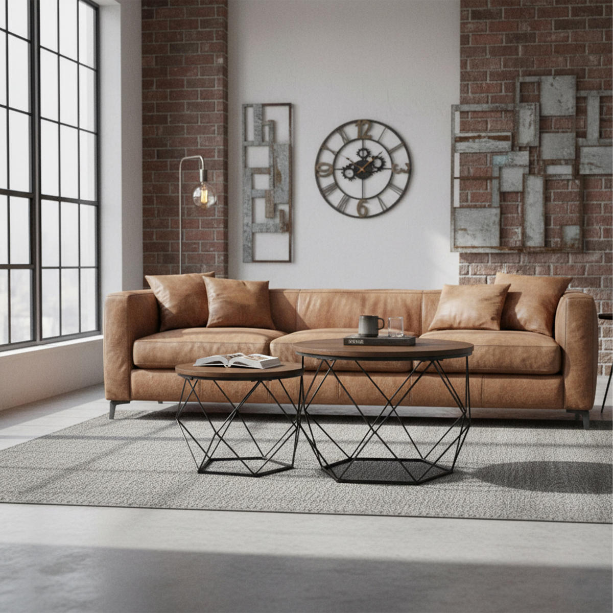 2-DIELNA sada stolíkov - viacfarebná, kov/kompozitné drevo (50/50/40cm) - Relaxdays