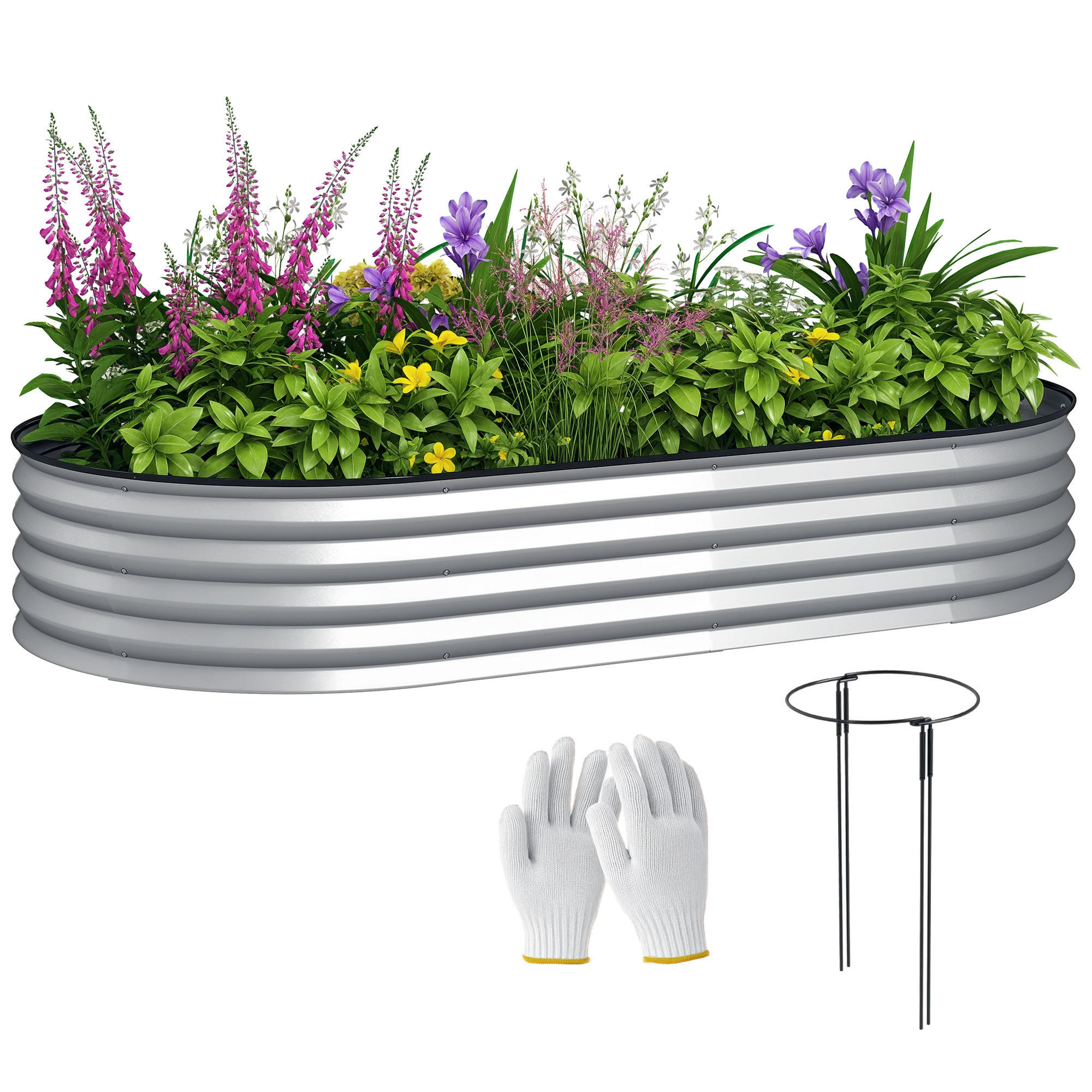HOCHBEET DE-12282 181/93/30 cm mit Metallstütze u. Gummikante Silber - Silberfarben, Metall (181/30/93cm) - ComfortXL