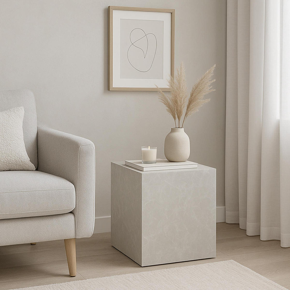 ODKLÁDACÍ STOLEK Ellelu - šedohnědá, kompozitní dřevo (40/40/45cm) - [en.casa]