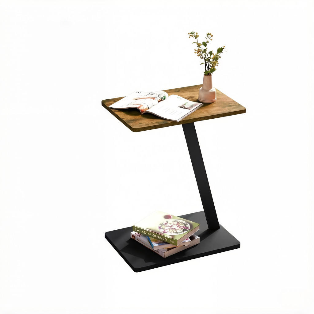 BEISTELLTISCH DE-37241 C-Form mit breitem Metallfuß Braun - Braun, Holzwerkstoff (48/33/64.5cm) - ComfortXL