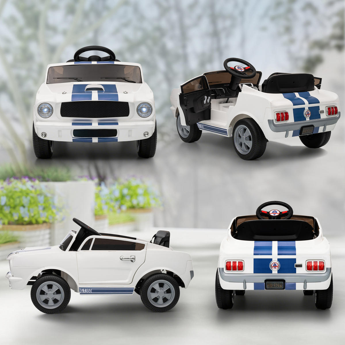 ELEKTROAUTO DE-06156 Ford Shelby lizenziert mit 2,4G Fernbedienung Weiß - Weiß, Kunststoff/Metall (97/51.5/46.5cm) - ComfortXL
