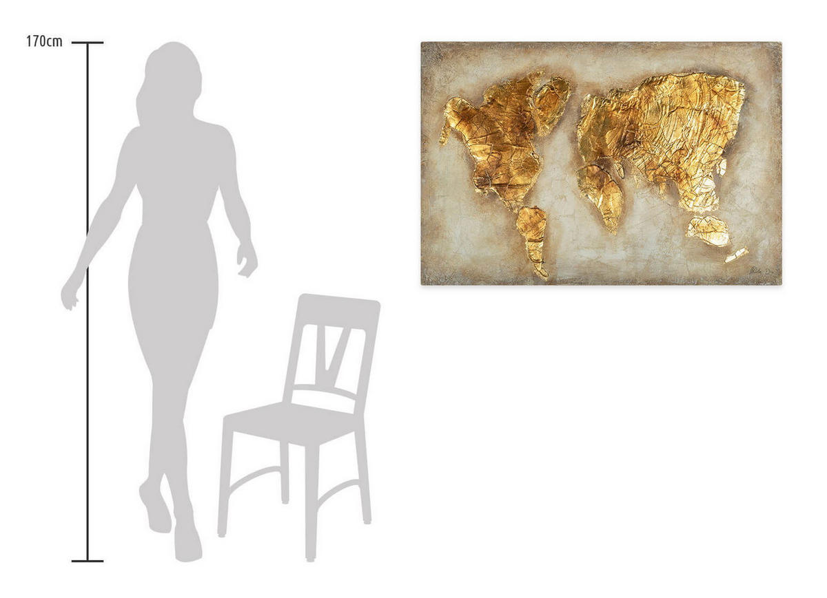 ÖLGEMÄLDE 120/80 cm - Beige/Goldfarben, Holz/Textil (3.24/80cm) - KUNSTLOFT