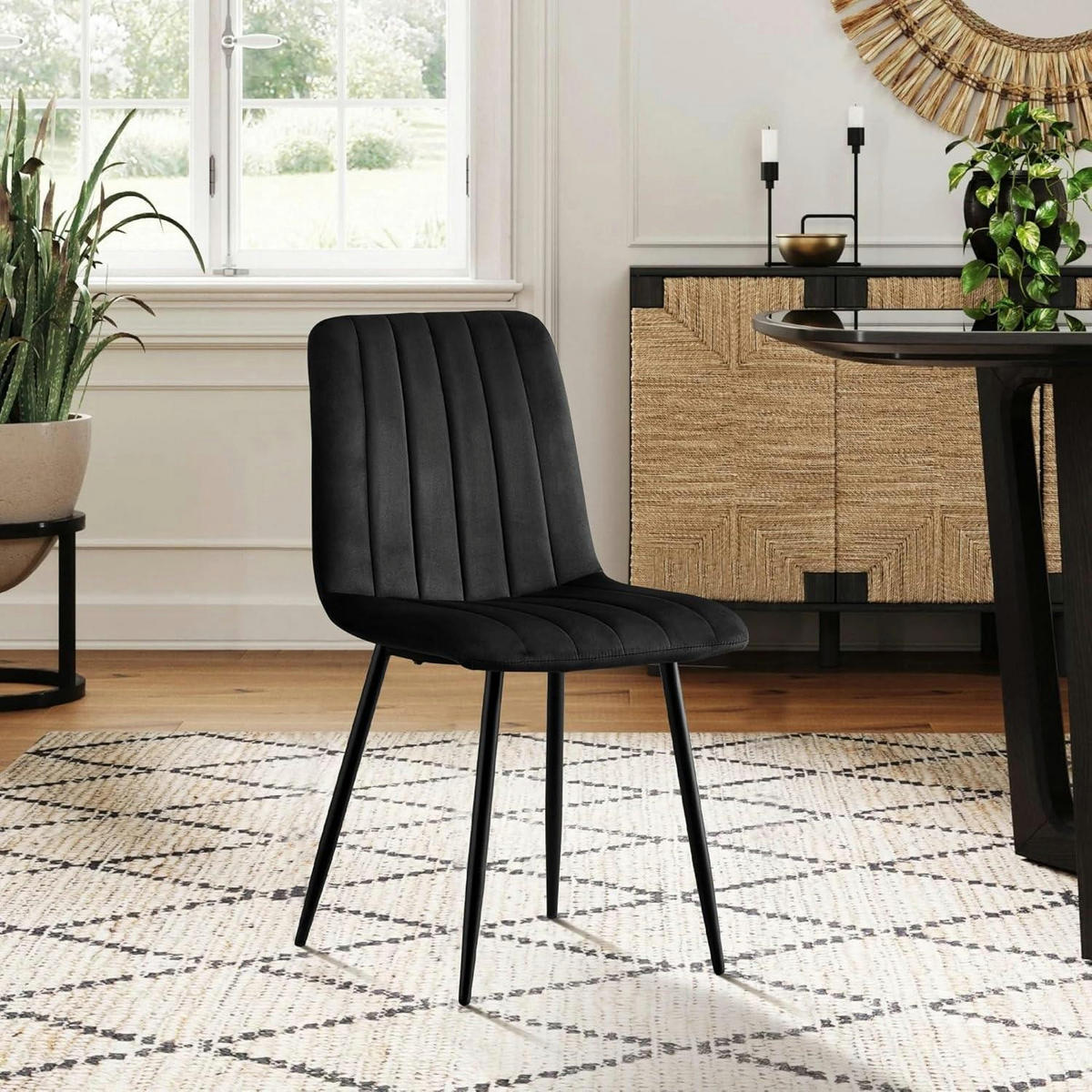 ESSZIMMERSTÜHLE 2er Set Samt Schwarz - Schwarz, Textil (54/86/45cm)