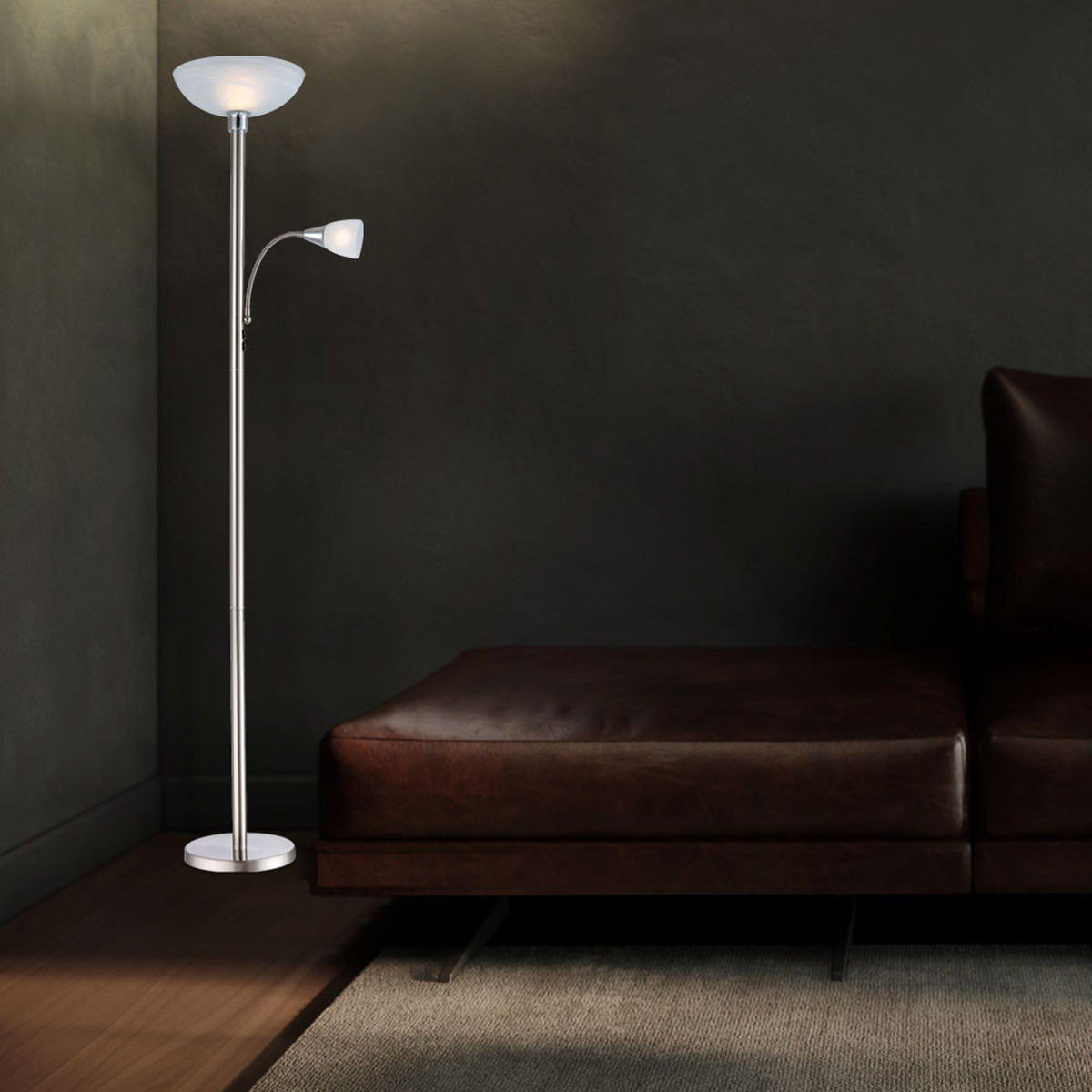 LED STEHLEUCHTE BLADE Silber - Silberfarben, Glas (30/11.2/178cm) - Globo Lighting