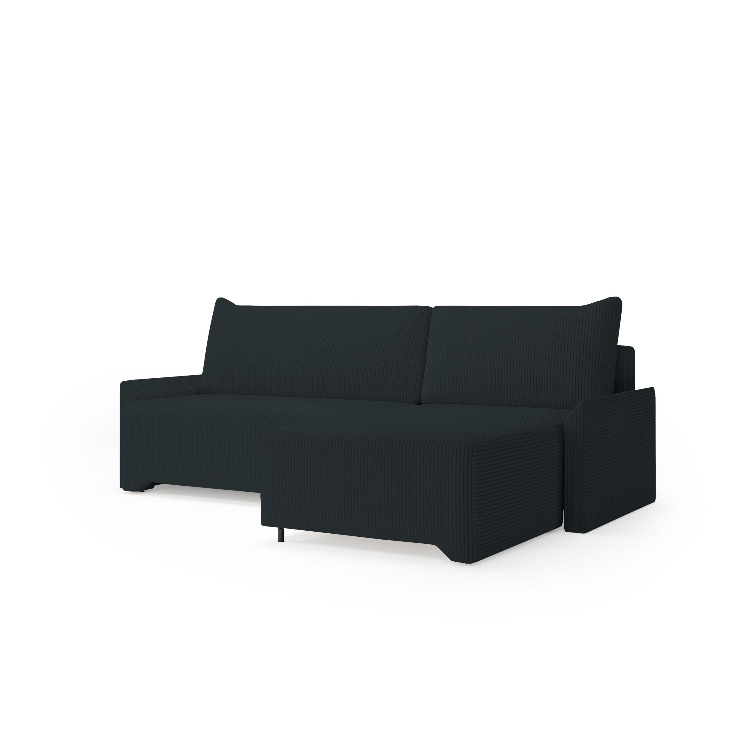 ECKSCHLAFSOFA - Rocky - Rechts, Schwarz (Poso 135) - Schwarz, Holzwerkstoff/Metall (245/174cm) - Möblo