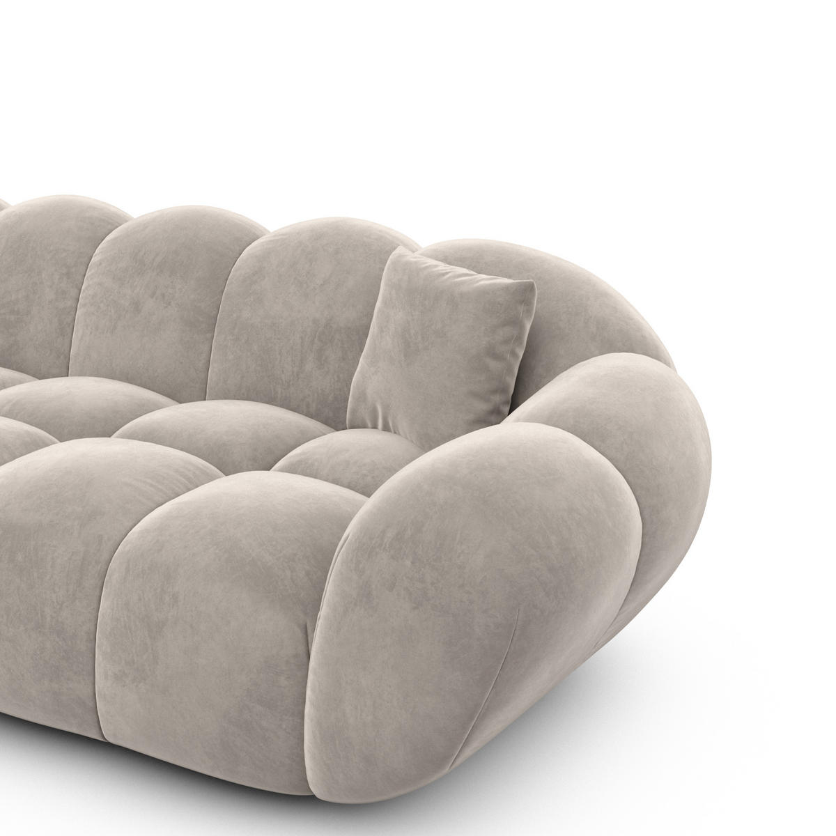 ECKSOFA Liva Sand Samtstoff L-Form Links - Sandfarben, Textil (265/160cm) - VAROYAL