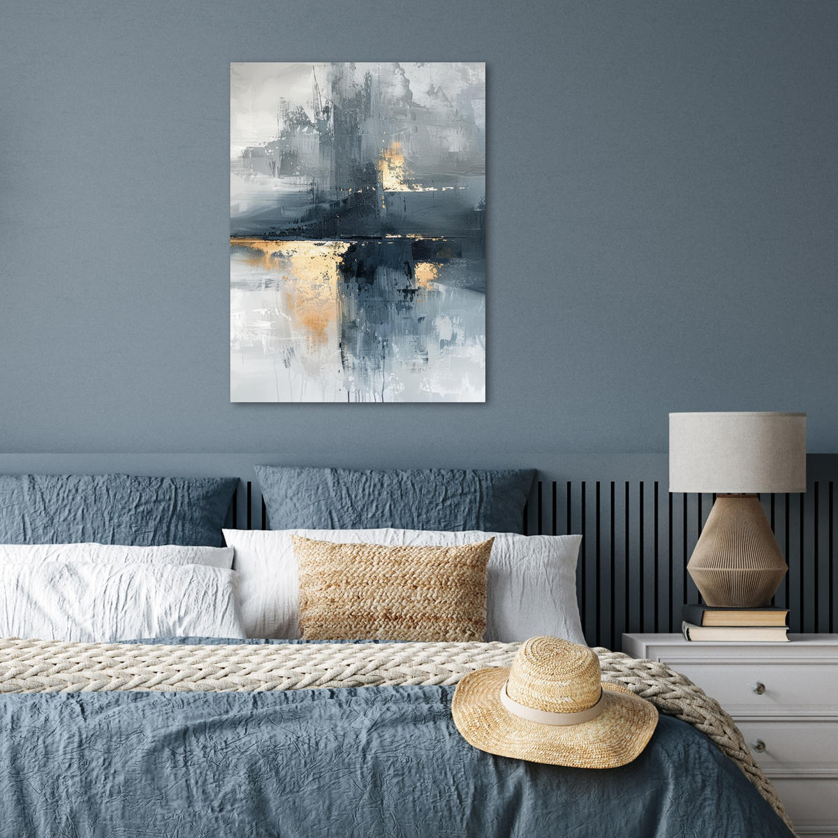 POSTER Kunst - Grau - Gold - Abstrakt 60x80 cm - Dunkelgrau, Papier (60/80/0.1cm) - MuchoWow