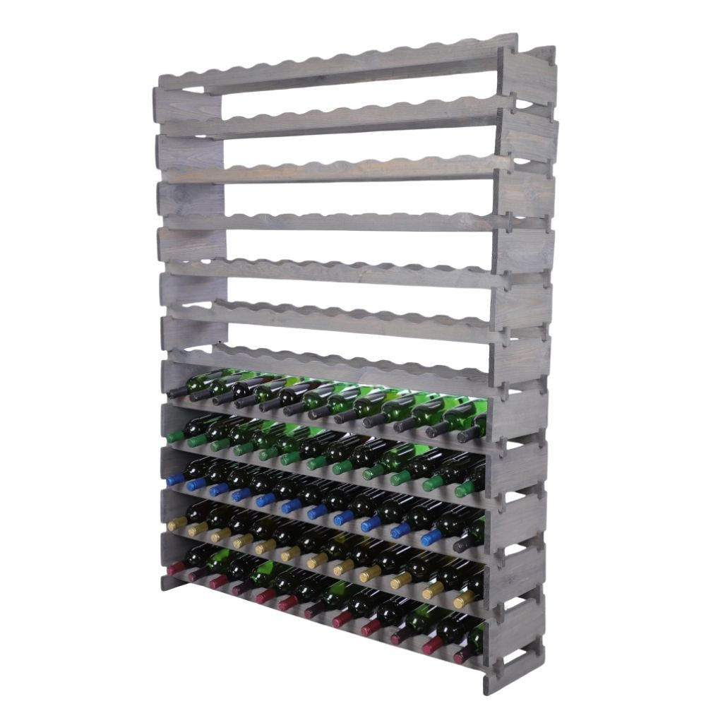 WEINREGAL VINOTECA FLEX PRO HxBxT 163x123x28cm 144 Flaschen auf 12 Ebenen Grau - Grau, Holz (123/163/28cm) - PROREGAL