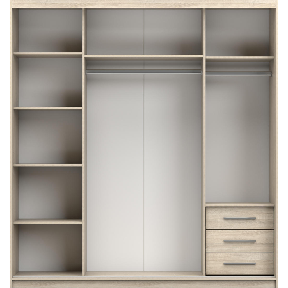 SCHWEBETÜRENSCHRANK 203/218/61/ cm 2-türig Pola 38 Sonoma Eiche/Weiß - Alufarben/Weiß, Glas/Holzwerkstoff (203/218/61cm) - imoebel24