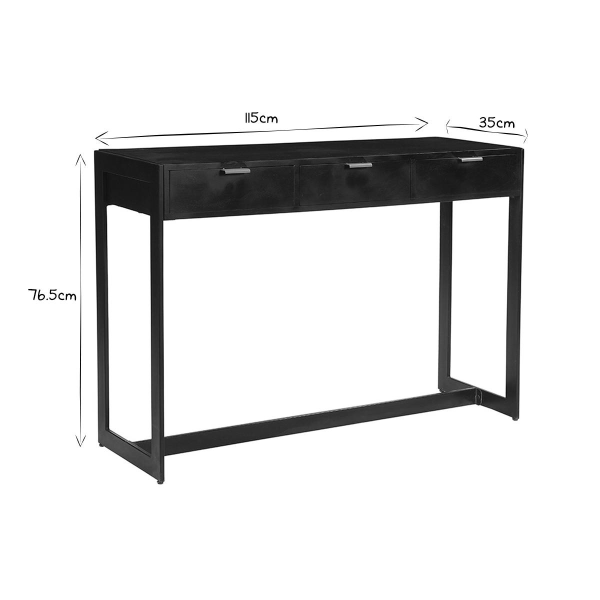 KONSOLE Schubladen Schwarz Vergoldet B115 cm AVIDAN - Dunkelbraun, Holz (115/35/76.5cm) - Miliboo