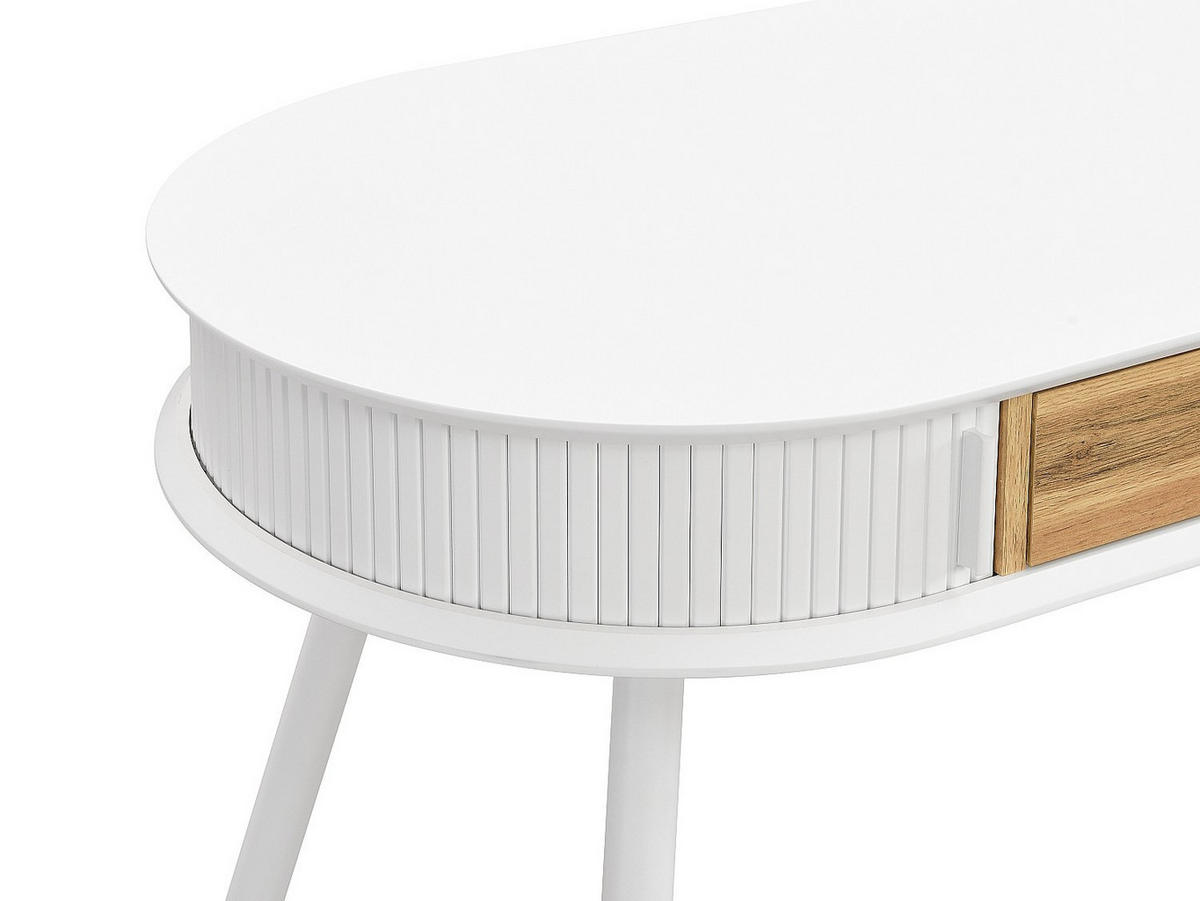 SCHREIBTISCH mit 1 Schublade & 2 Schiebetüren - Weiß & Holzfarben - VELURANI - Naturfarben, Holz (120/60/75cm) - Vente-Unique