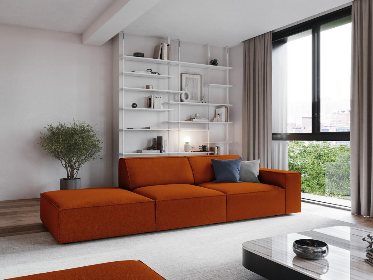 SOFA Jodie aus strukturiertem Stoff terrakotta 3 Sitzplätze - Terra cotta, Textil (102/70/262cm) - Micadoni