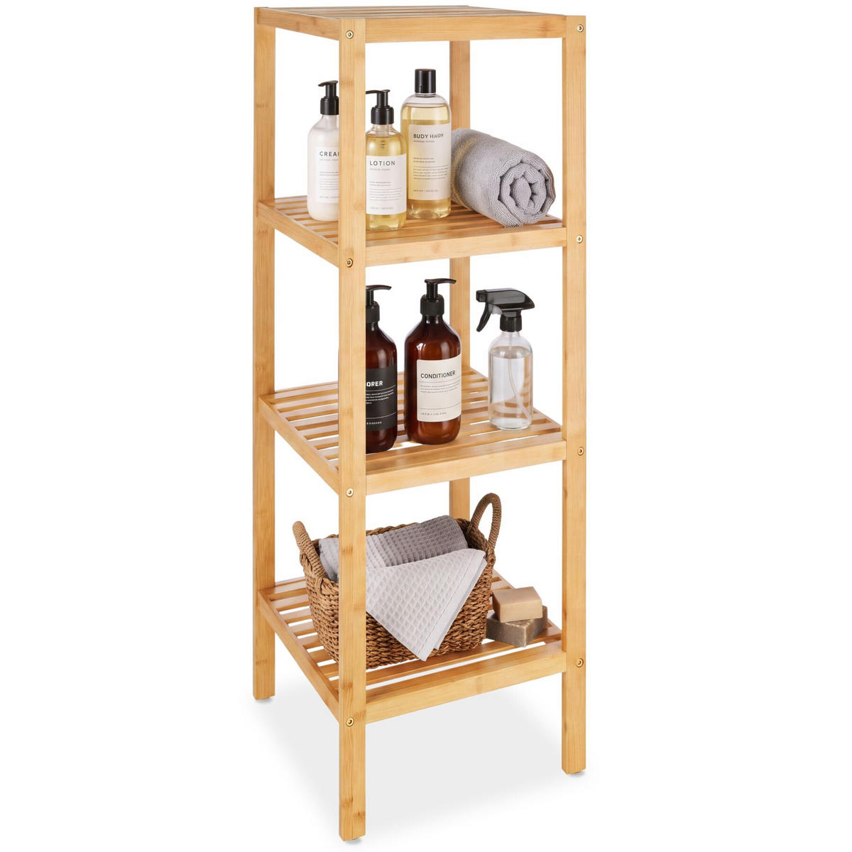 BADREGAL Cornelia, 33 x 33 x 97 cm, braun - Braun, Holz (33/97/33cm) - tectake