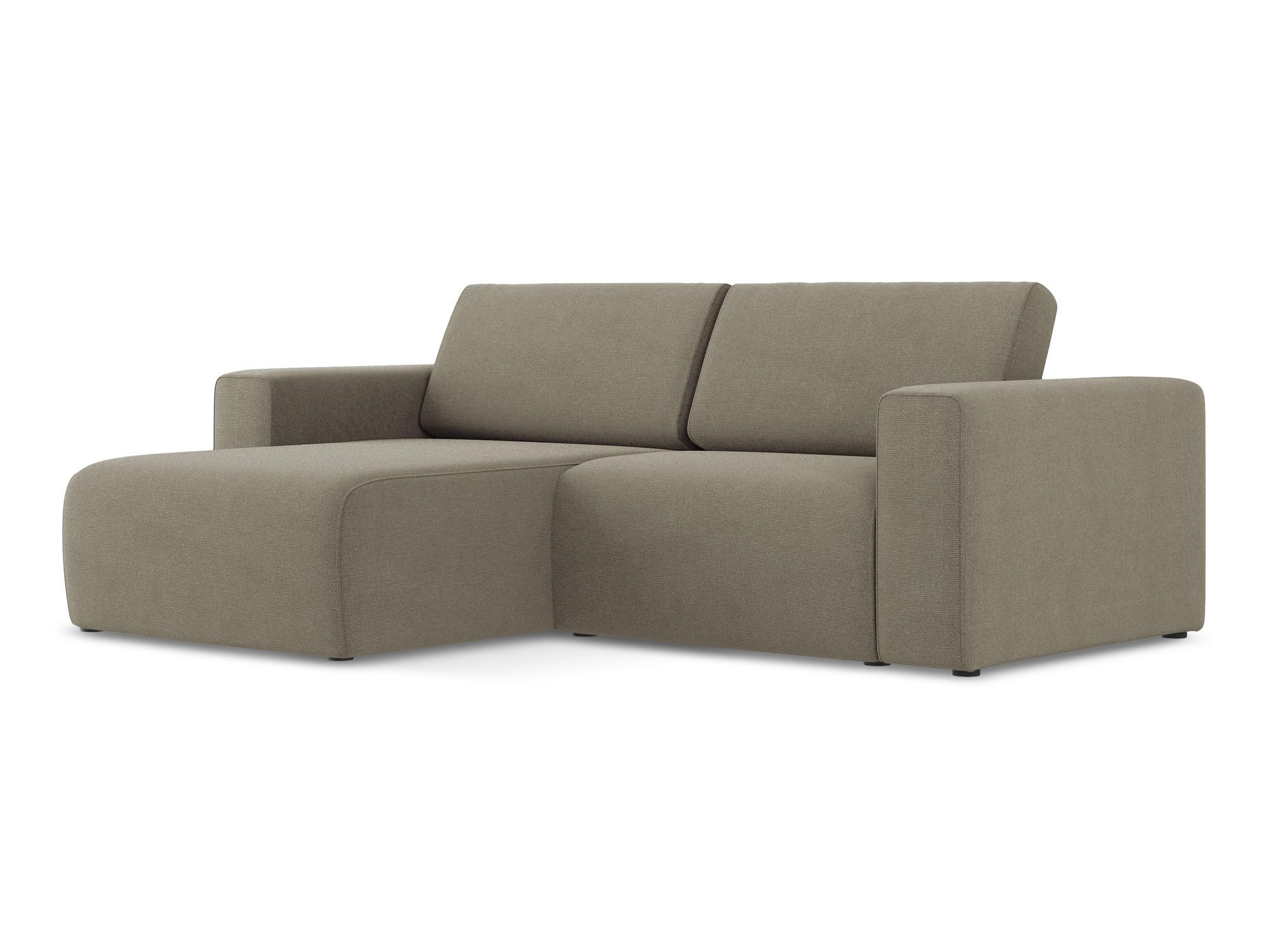 ECKSOFA Links Strukturstoff Stoff Beige - Beige/Schwarz, Kunststoff/Textil (167/224cm) - Makamii