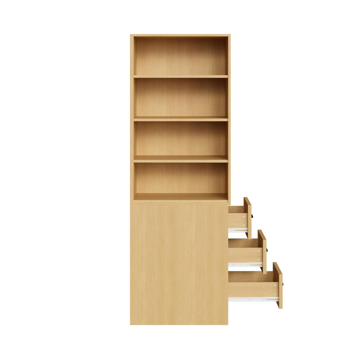 BÜCHERREGAL in Eichenfarbe Eckregal mit Schubladen für kleine Räume und Wohnzimmer, B60/T38/H180 cm - Eichefarben, Holzwerkstoff (60/180/36.5cm) - STILVORA