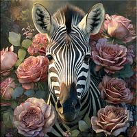 GLASBILD 30x30 cm Zebra Blumen - Rosa, Glas (30/30cm) - artissimo